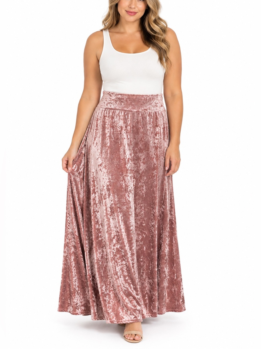 Turquoise Haven Crushed Velvet Maxi Skirt